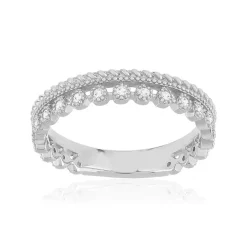 Bague argent 925 perlée zirconias