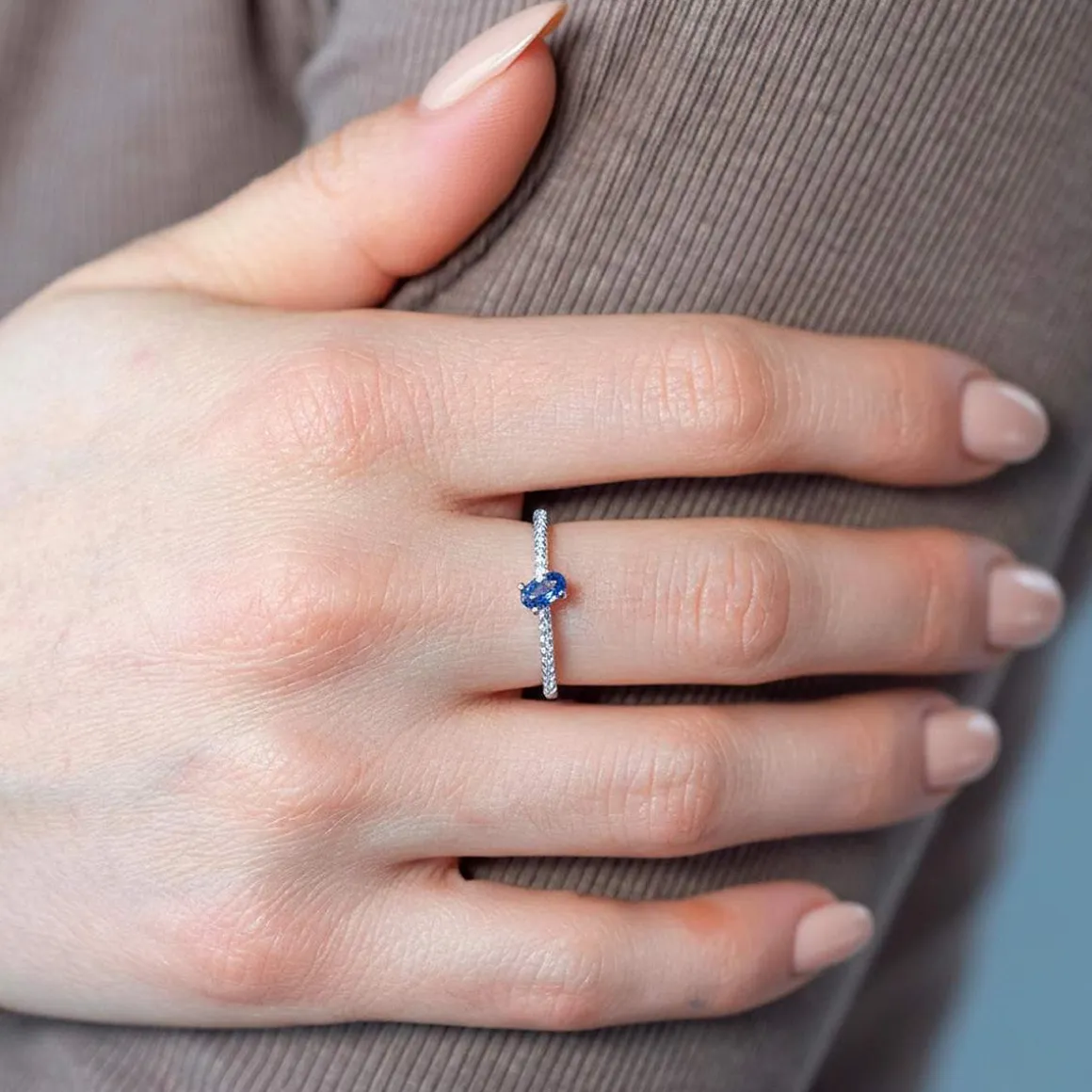 Bague argent 925 pierres imitation bleues