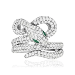 Bague argent 925 pierres synthétiques et zirconias motif serpent