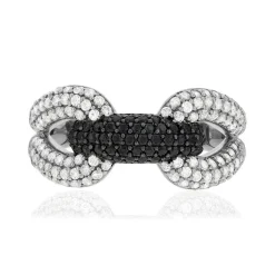 Bague argent 925 pierres synthétiques noires et zirconias blancs