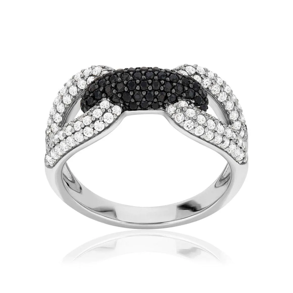 Bague argent 925 pierres synthétiques noires et zirconias blancs