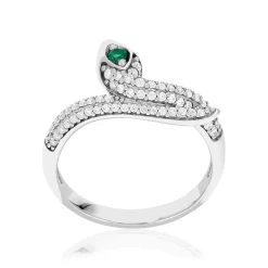 Bague argent 925 pierres synthétiques et zirconias motif serpent