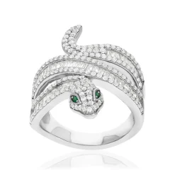 Bague argent 925 pierres synthétiques et zirconias motif serpent