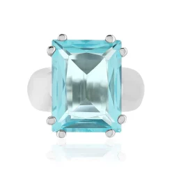 Bague argent 925 pierre synthétique bleue