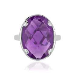 Bague argent 925 pierre synthétique violette
