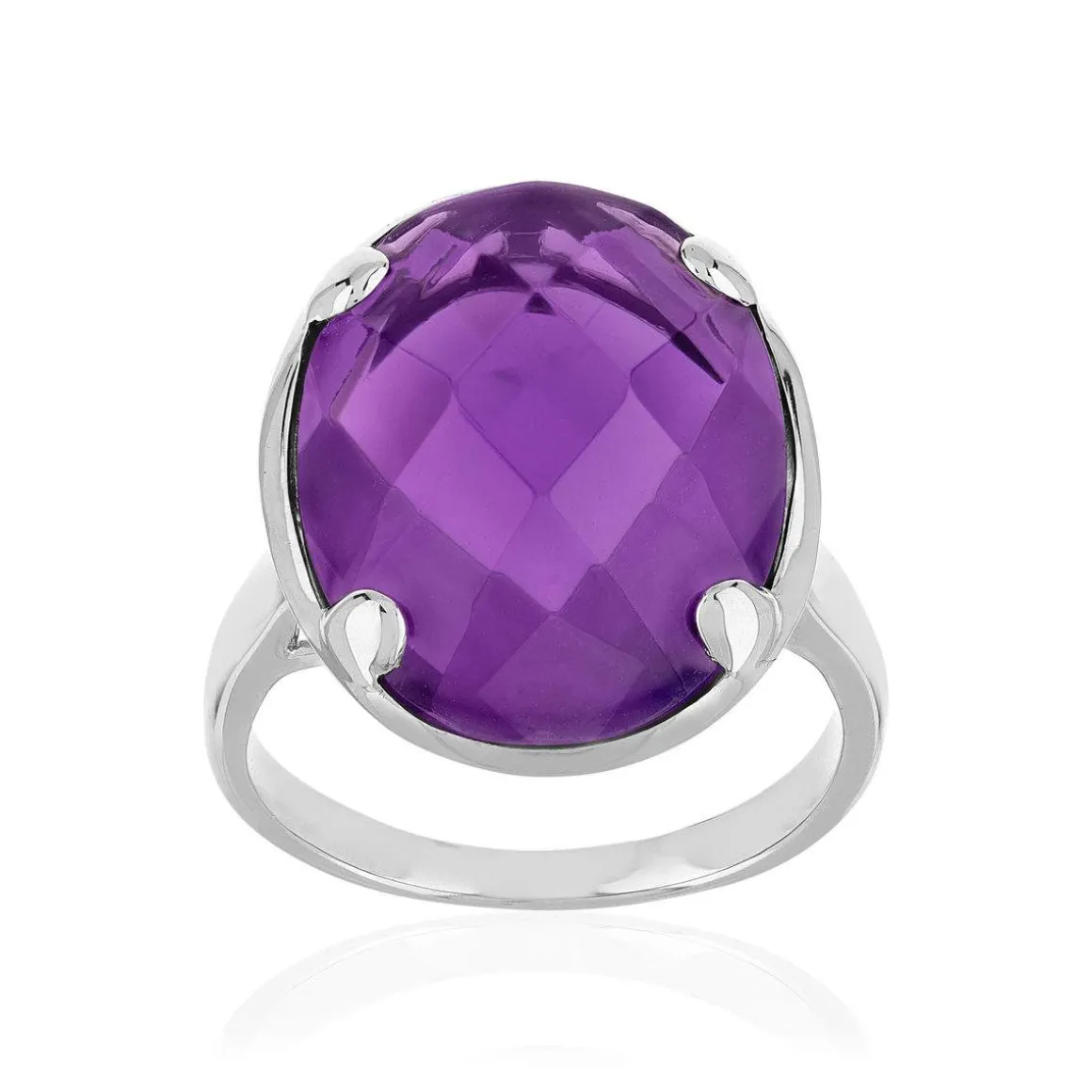 Bague argent 925 pierre synthétique violette