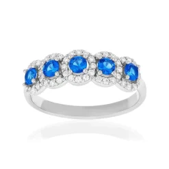 Bague argent 925 pierre synthétiques bleues et zirconias