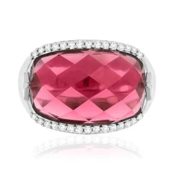 Bague argent 925 pierre synthétique rose zirconias
