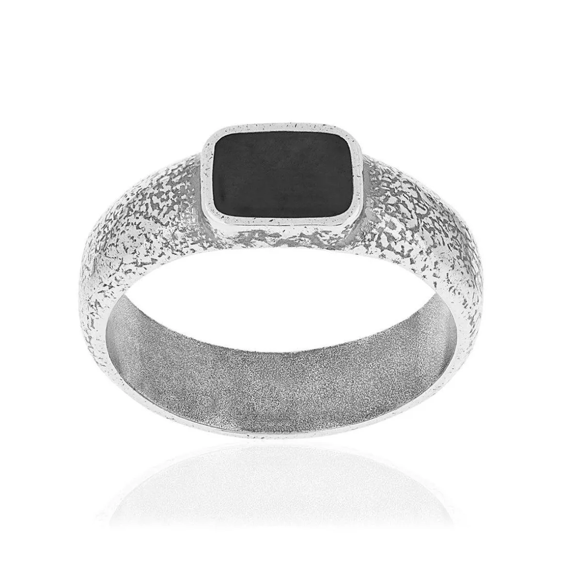 Bague argent 925 pierre synthétique noire