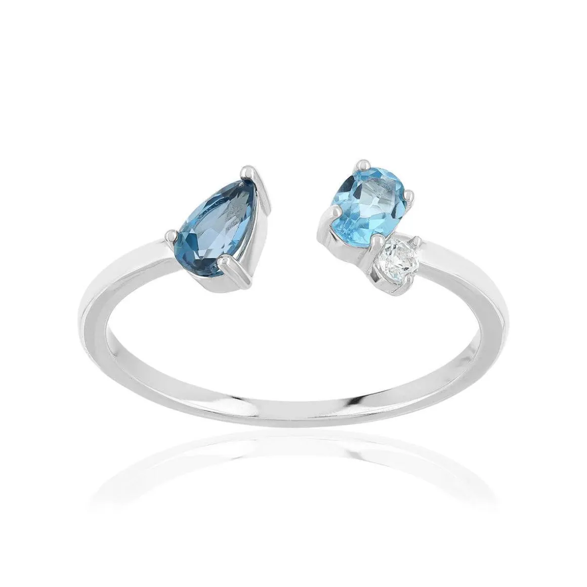 Bague argent 925 rhodié topazes traitées