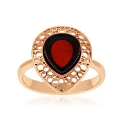 Bague argent 925 rose ambre