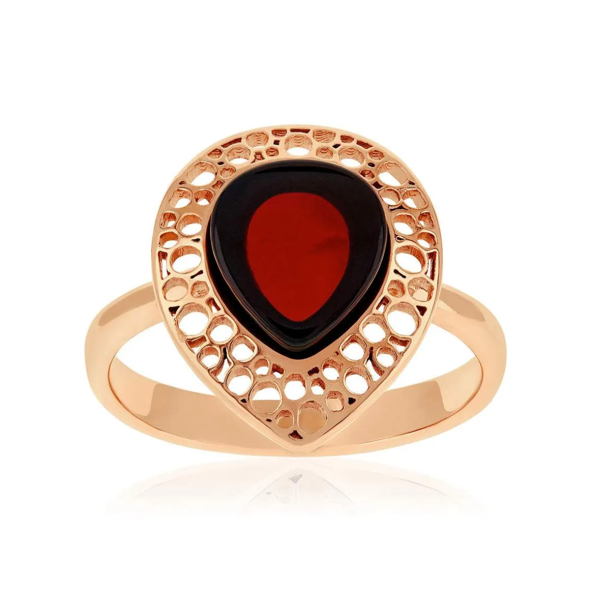 Bague argent 925 rose ambre