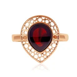 Bague argent 925 rose ambre