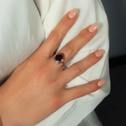 Bague argent 925 rose ambre