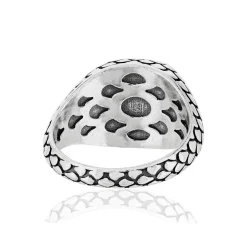 Bague argent 925 rose des vents spinelles noires