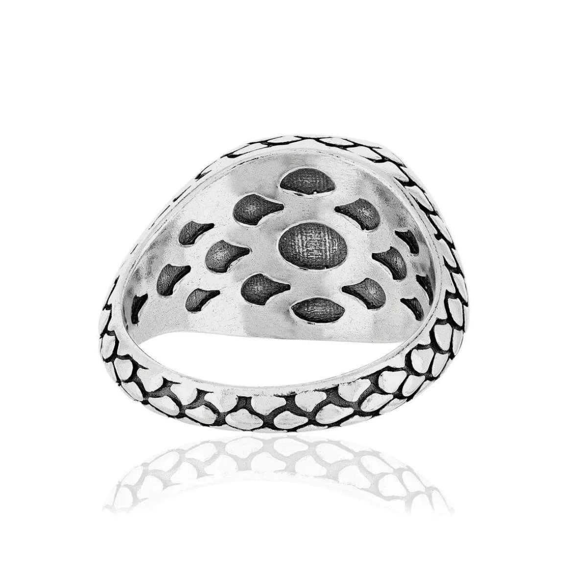 Bague argent 925 rose des vents spinelles noires