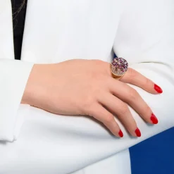 Bague argent 925 rose et ruthénium noir zirconias multicolores