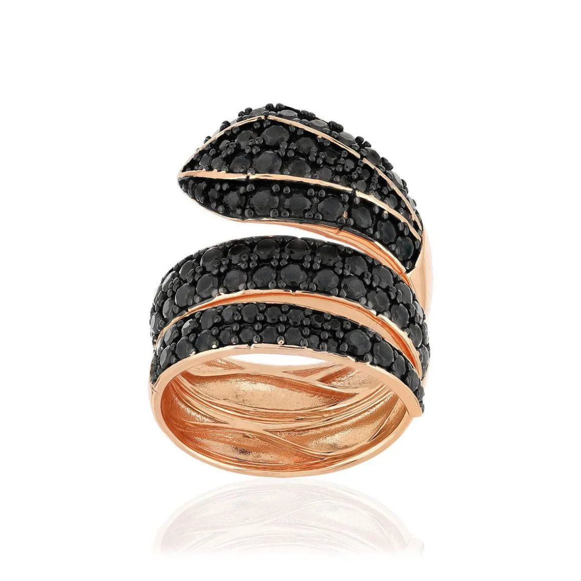 Bague argent 925 rose et ruthénium noir, zirconias