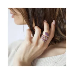 Bague argent 925 rosé serpent zirconias roses et blancs