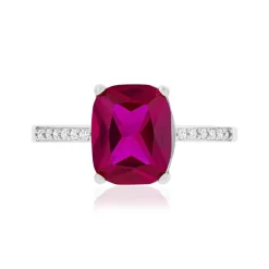 Bague argent 925 rubis synthétique rouge et zirconias