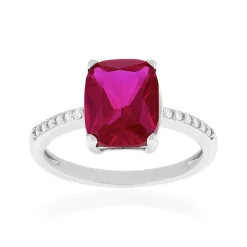 Bague argent 925 rubis synthétique rouge et zirconias