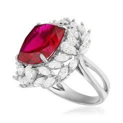 Bague argent 925 rubis synthétique zirconias