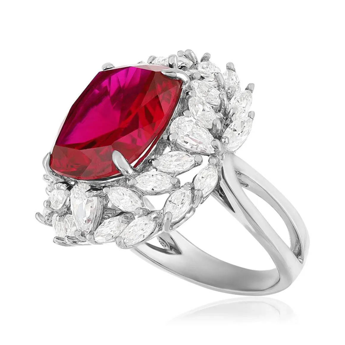 Bague argent 925 rubis synthétique zirconias