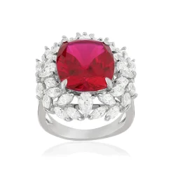Bague argent 925 rubis synthétique zirconias