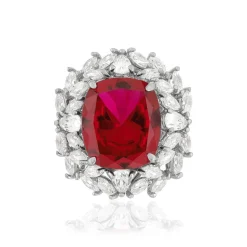 Bague argent 925 rubis synthétique zirconias