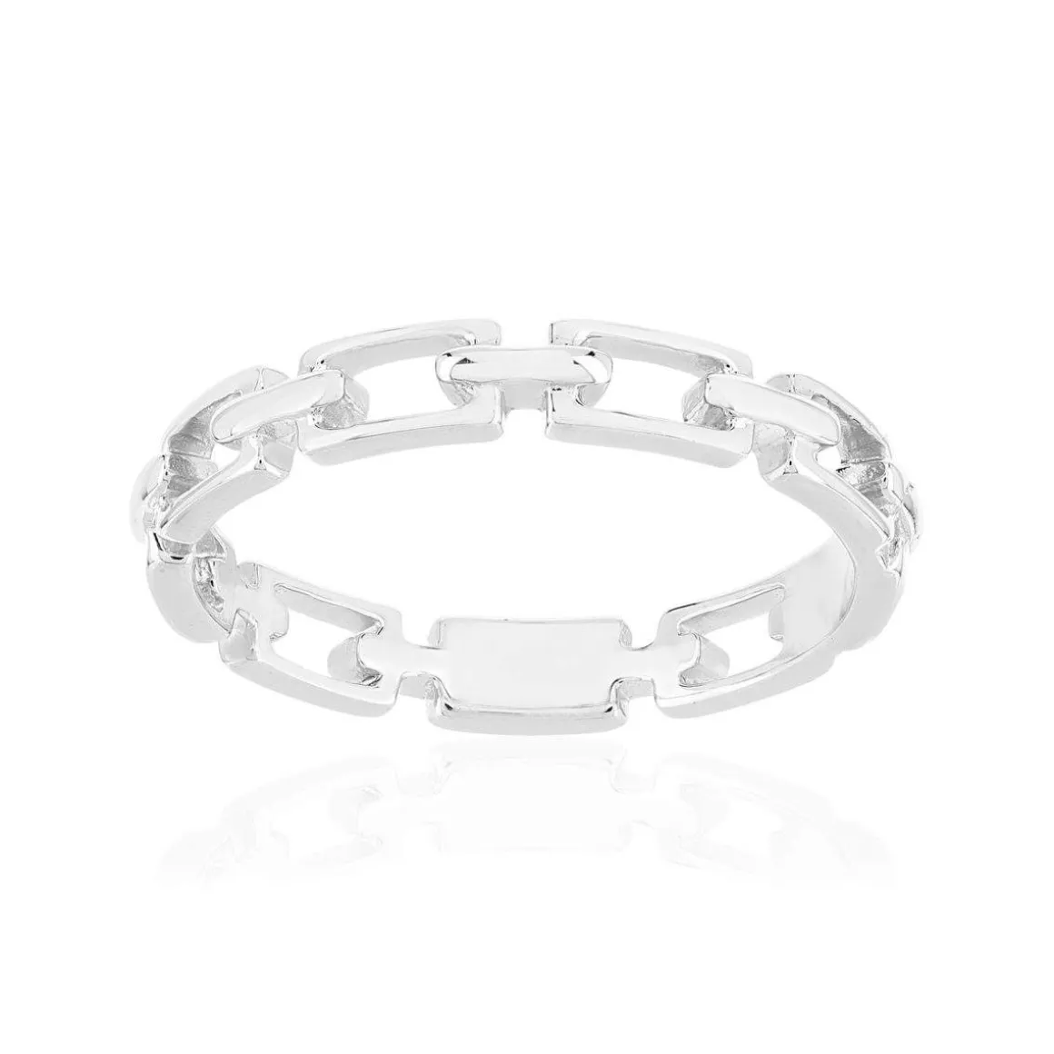 Bague argent 925, style chaînage, maillons rectangulaires