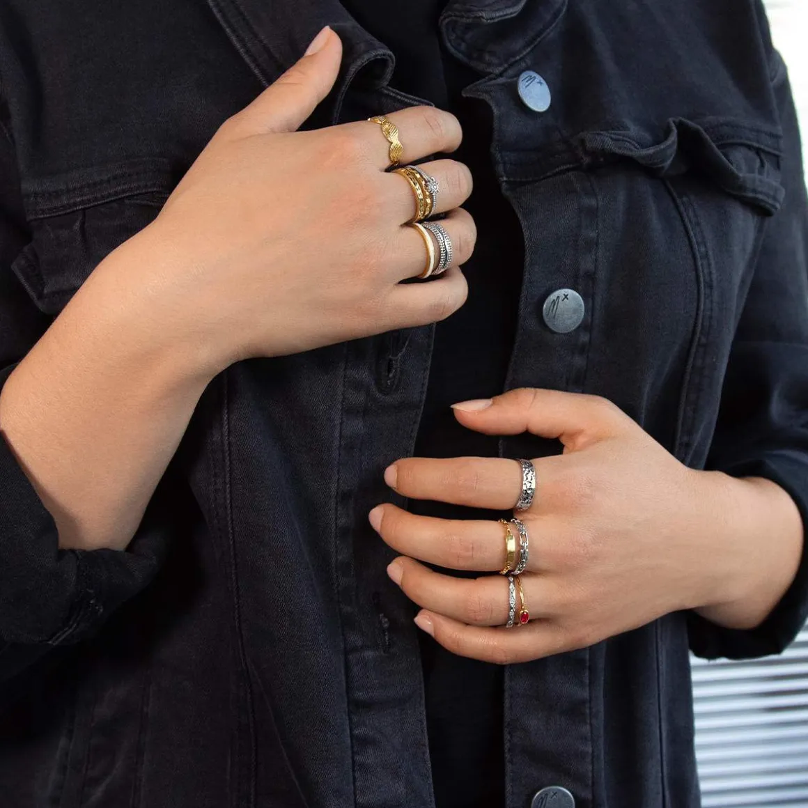 Bague argent 925, style chaînage, maillons rectangulaires