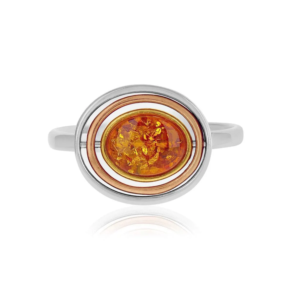 Bague argent 925 3 tons ambre