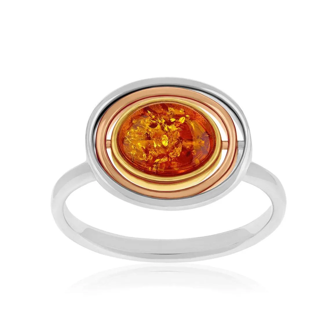 Bague argent 925 3 tons ambre