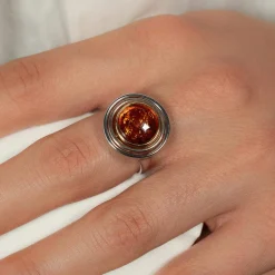 Bague argent 925 3tons ambre