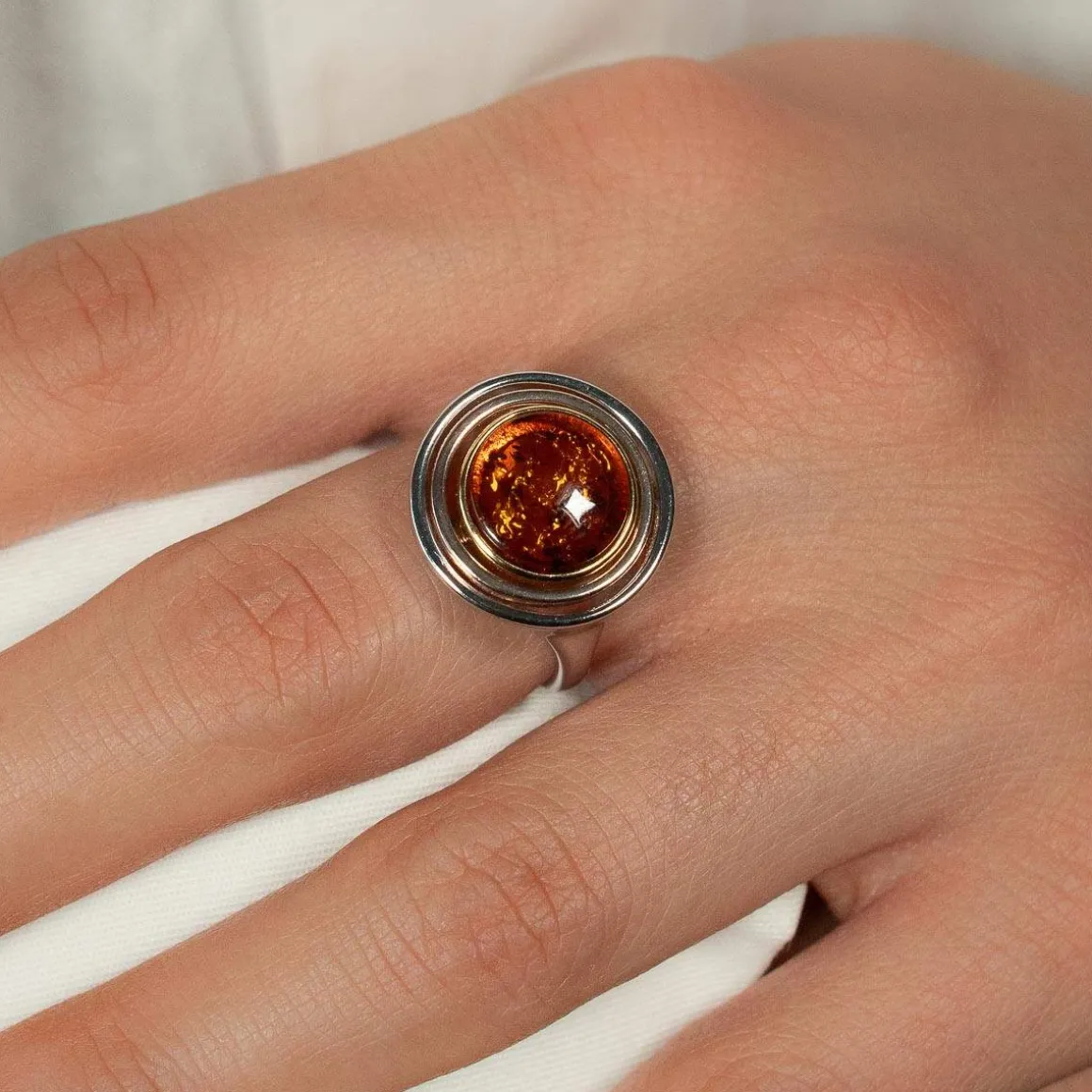 Bague argent 925 3tons ambre