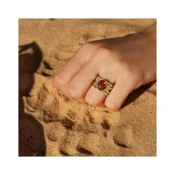Bague argent 925 2 tons ambre ovale