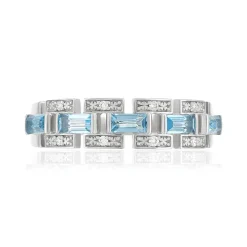 Bague argent 925 topazes bleues traitées et zirconias