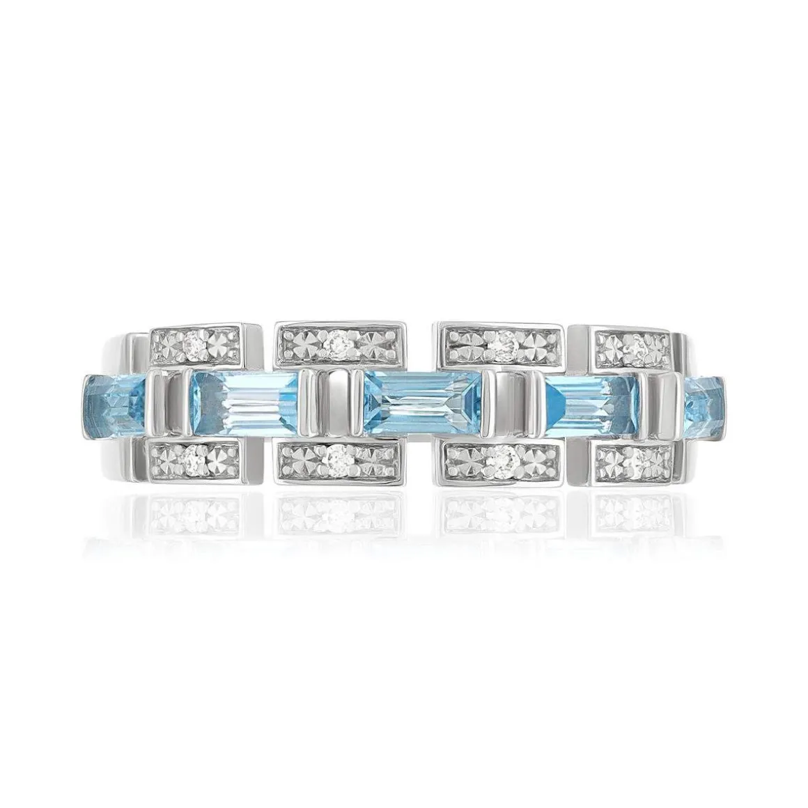 Bague argent 925 topazes bleues traitées et zirconias