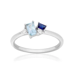 Bague argent 925 topazes traitées et zirconias