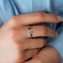 Bague argent 925 topazes traitées