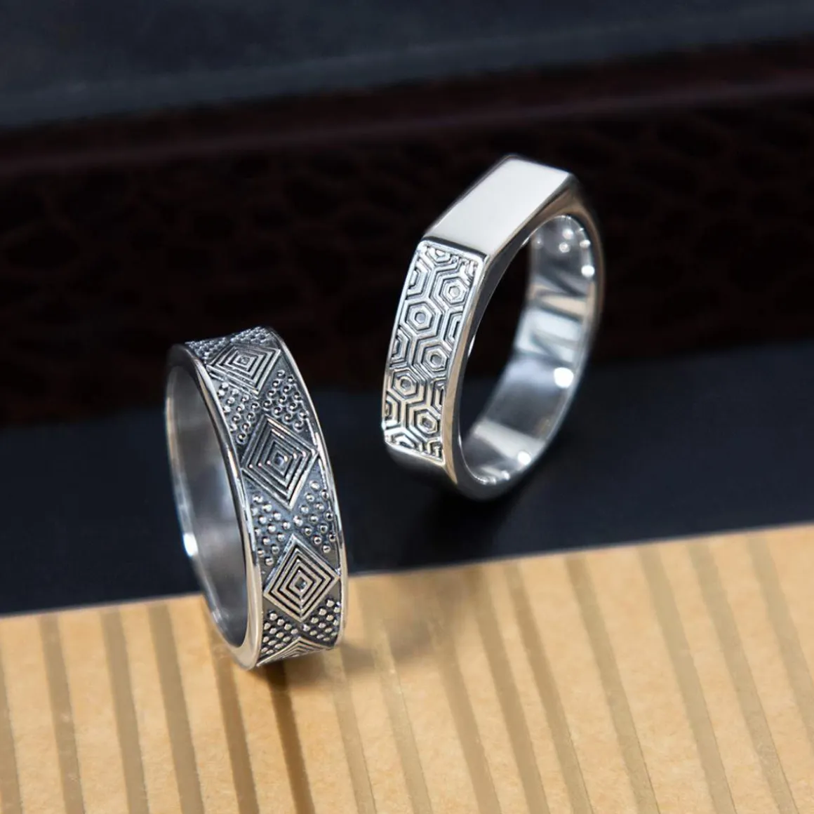 Bague argent 925 vieilli