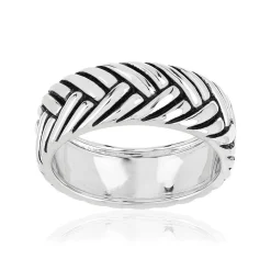 Bague argent 925 vieilli tressée