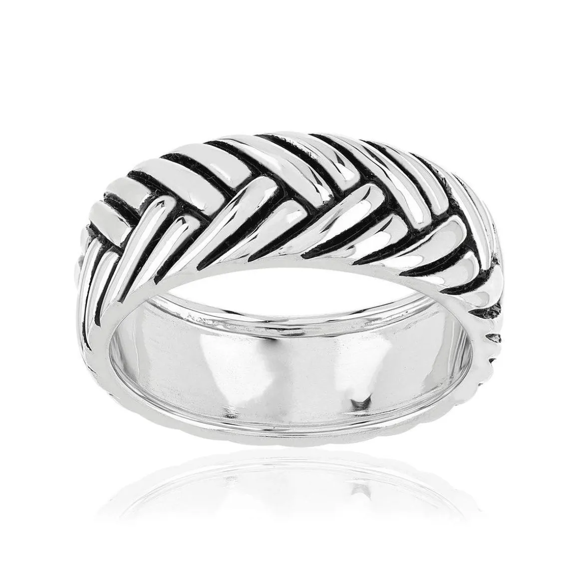 Bague argent 925 vieilli tressée