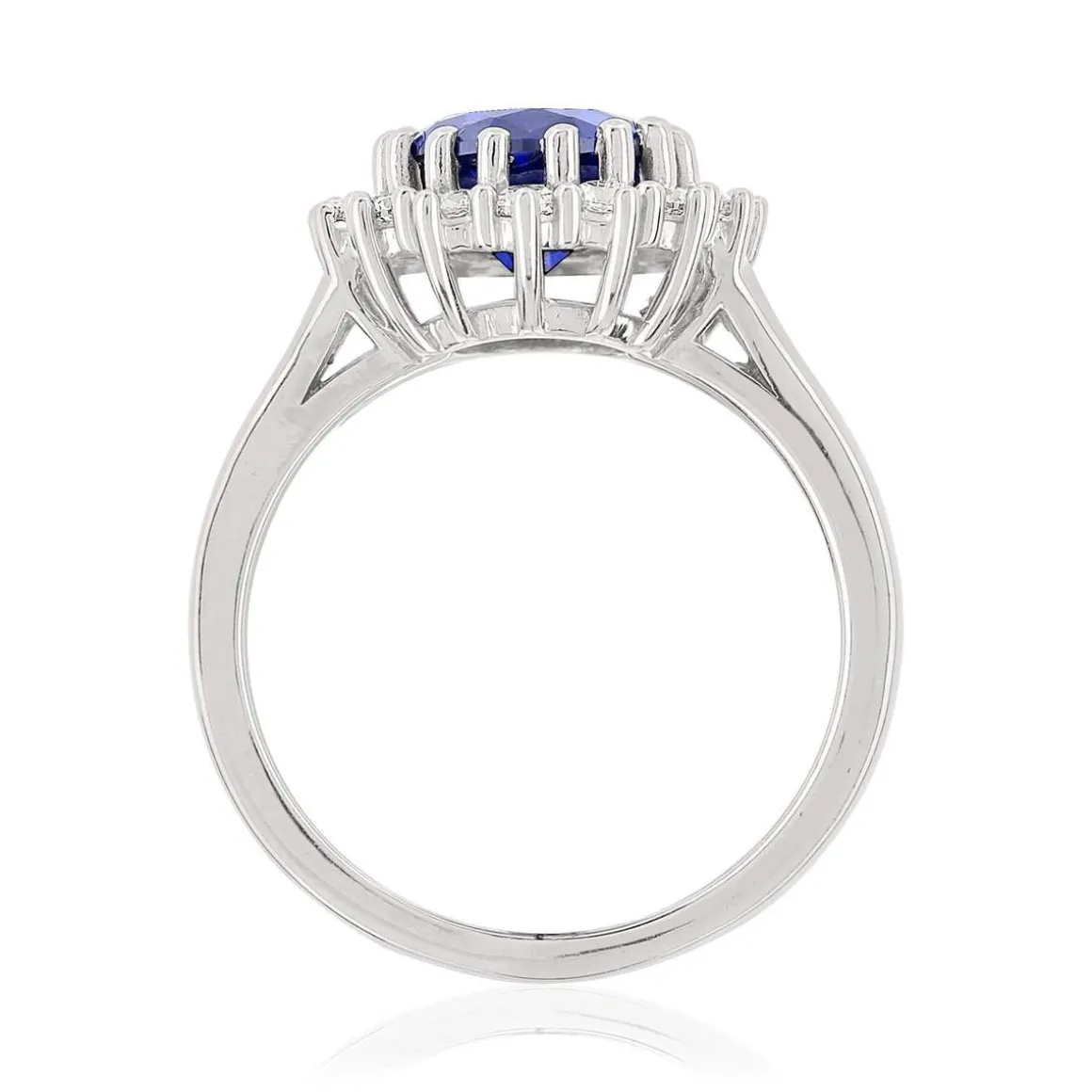 Bague argent 925 zirconia ovale bleu et zirconias blancs