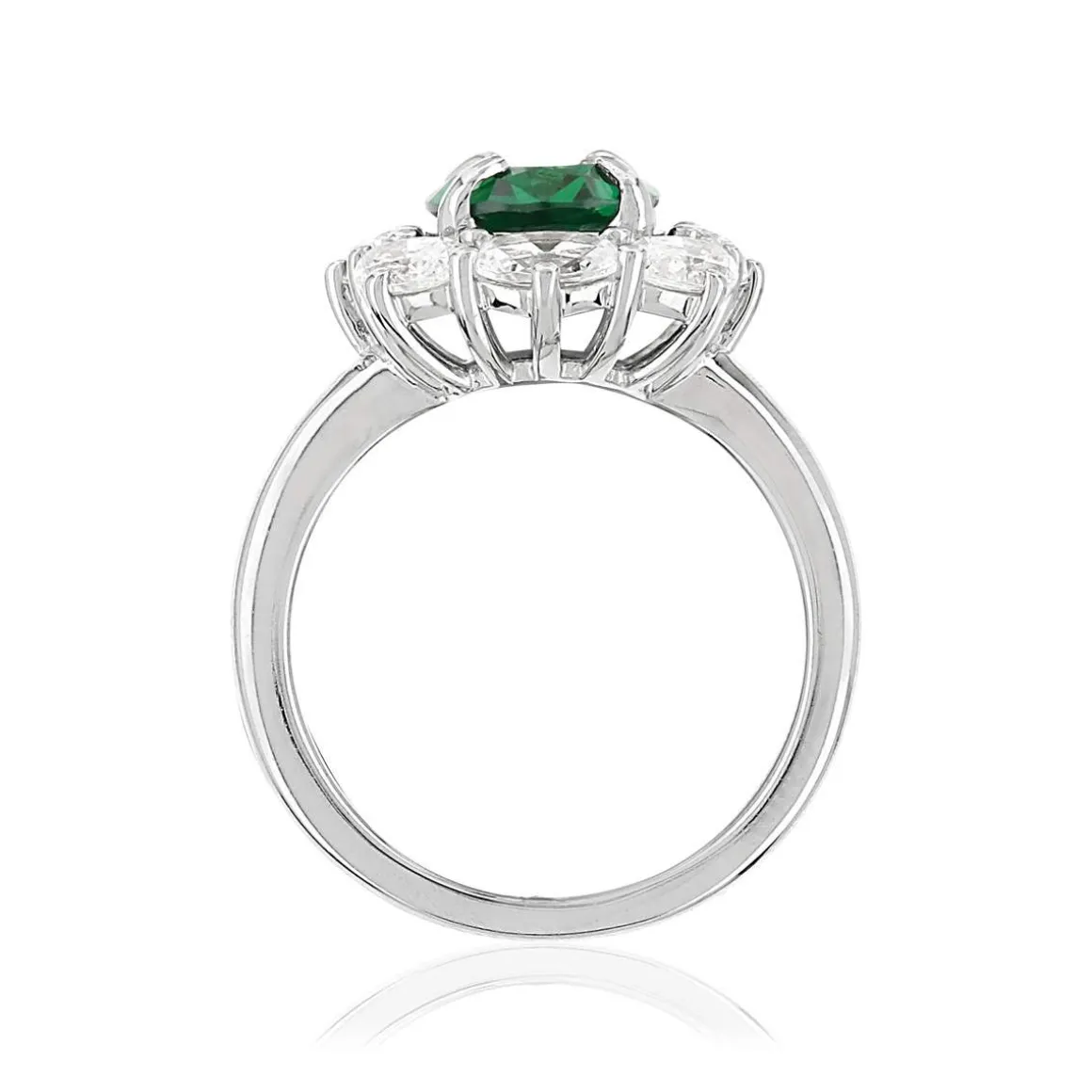 Bague argent 925 zirconia ovale vert et zirconias blancs