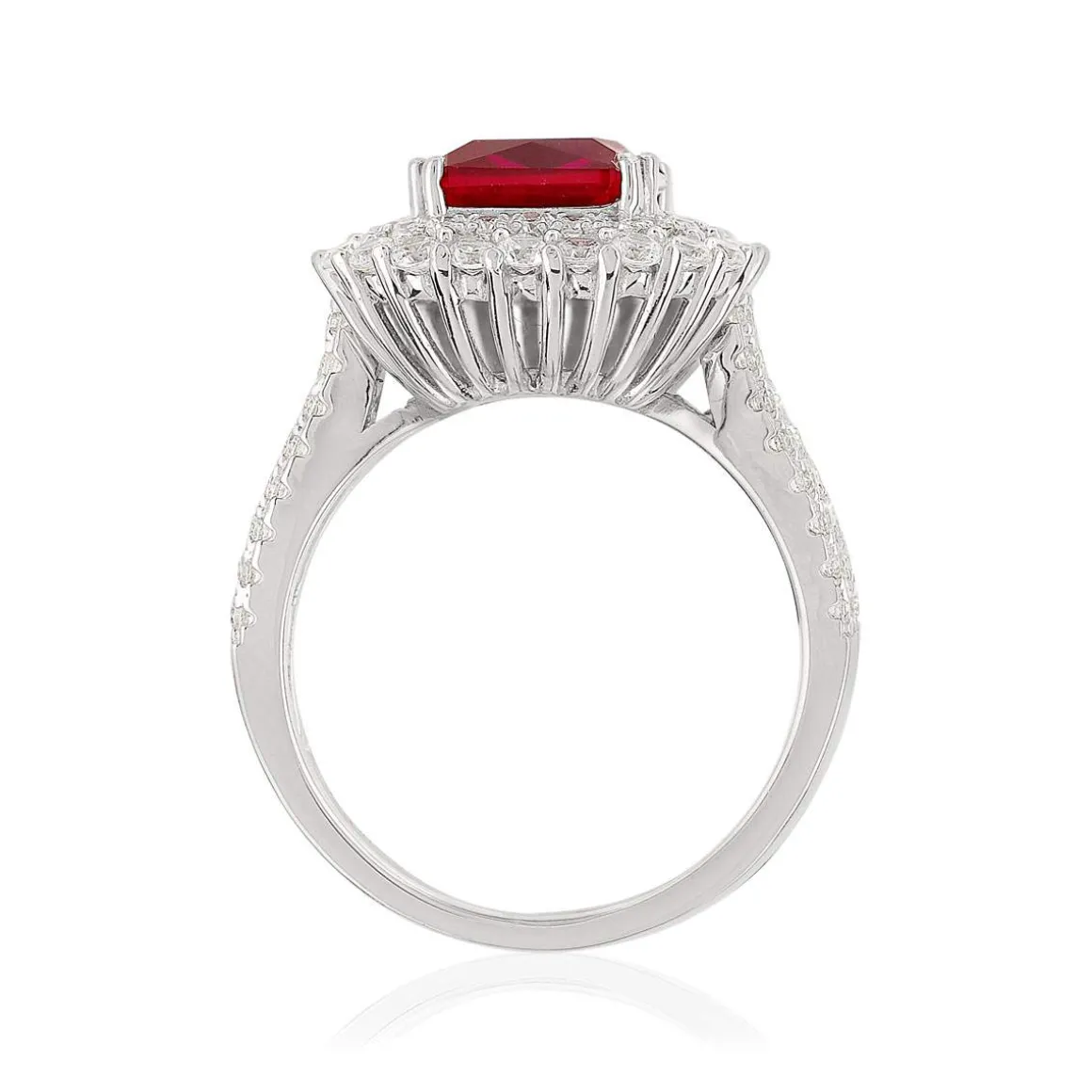 Bague argent 925 zirconia rouge et zirconias blancs