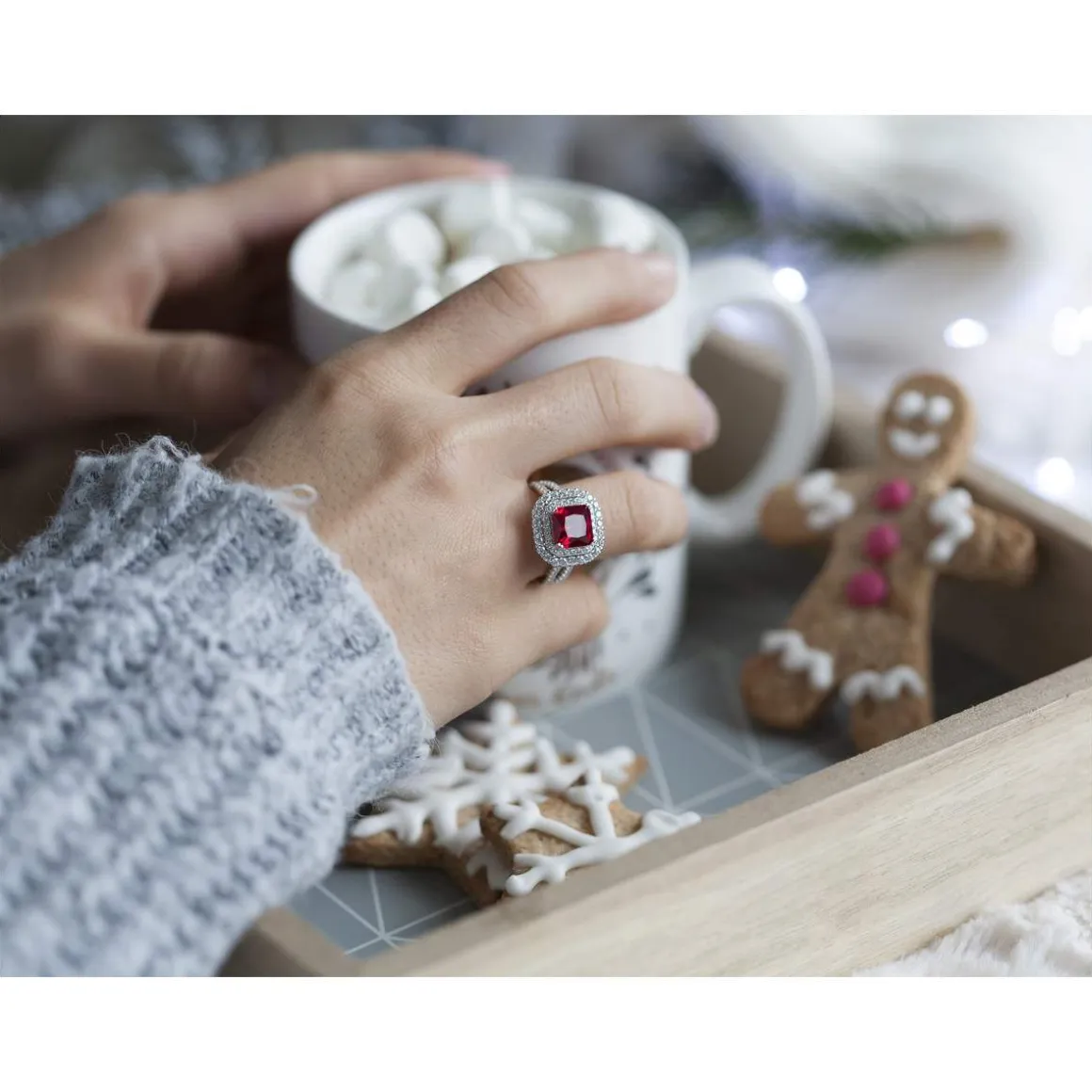 Bague argent 925 zirconia rouge et zirconias blancs