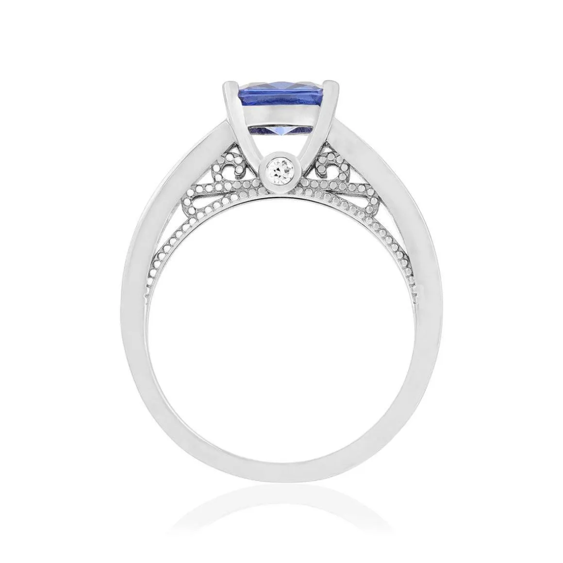Bague argent 925 zirconias bleu et blanc