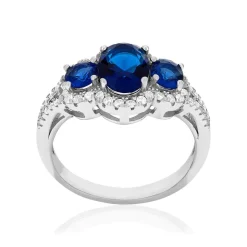 Bague argent 925 zirconias bleus et blancs