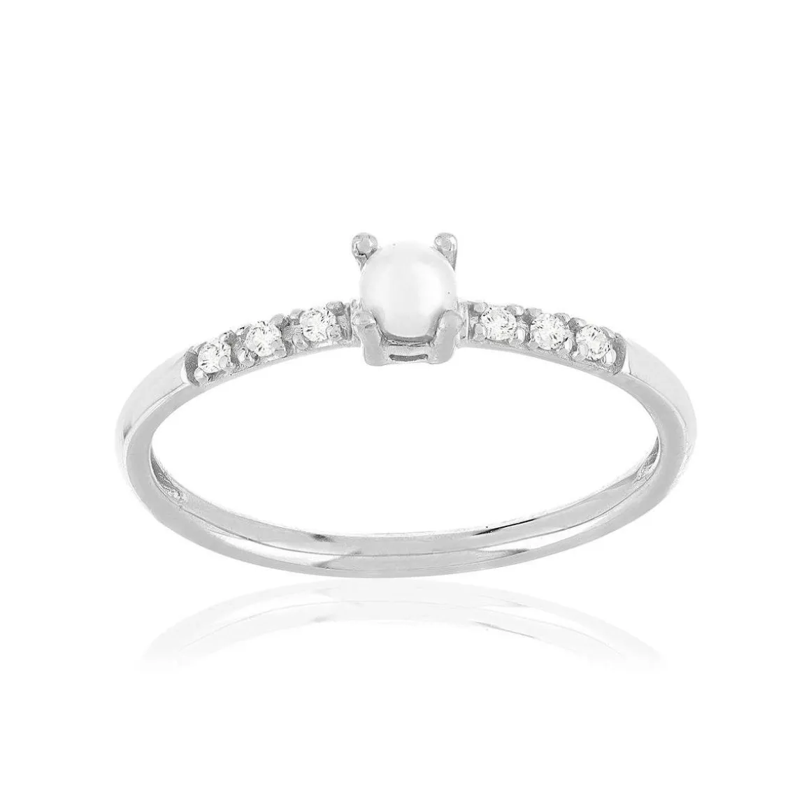 Bague argent zirconias et perle